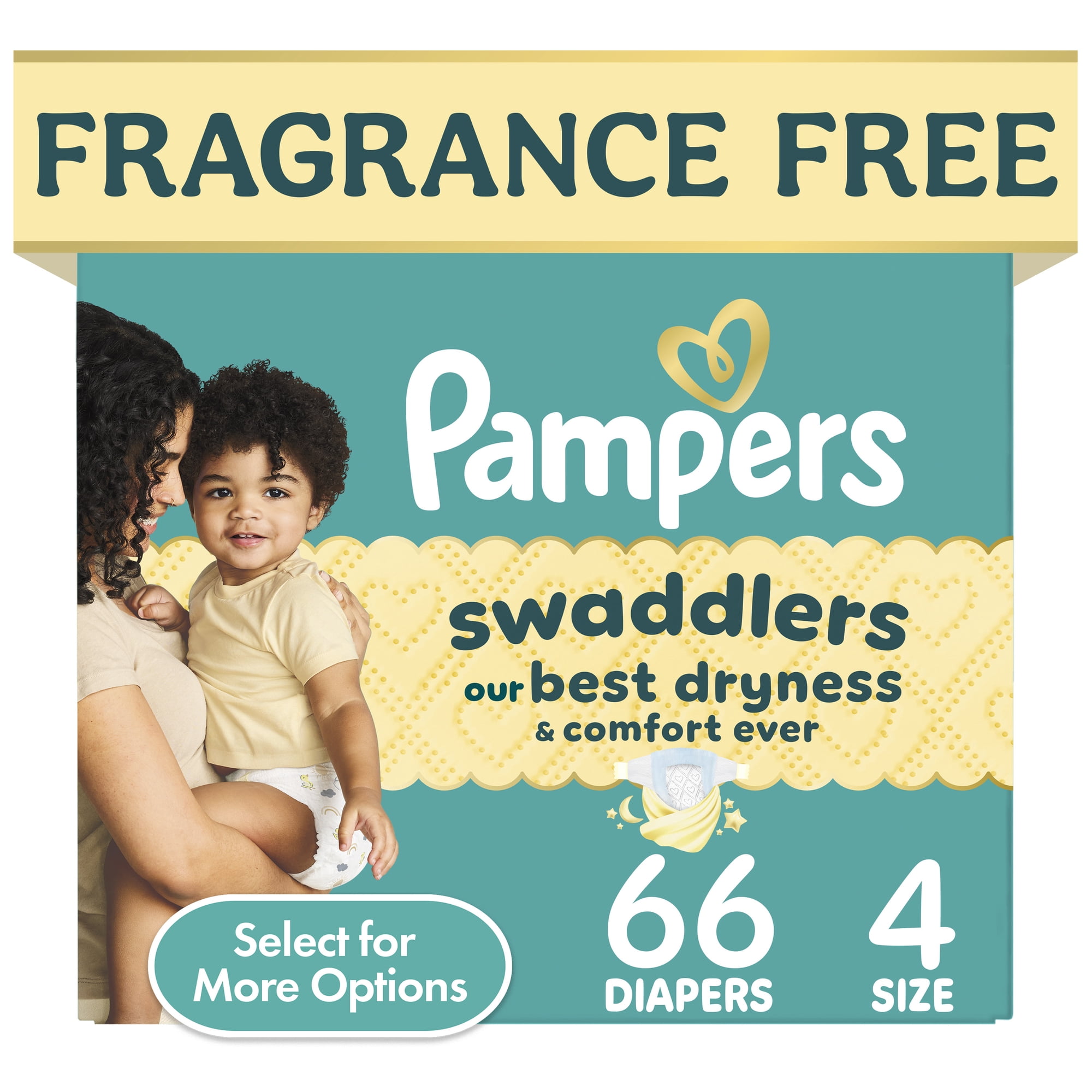 Pampers Swaddlers Fragrance Free Baby Diapers Size 4, 66 Count (Select for More Options)