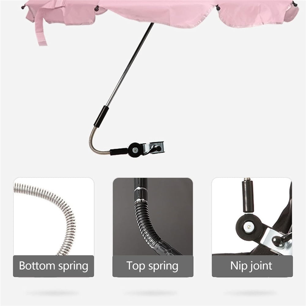 Sugagale Adjustable Sun Shade Umbrella with Clamp for Strollers, Beach Chairs, and Wheelchairs