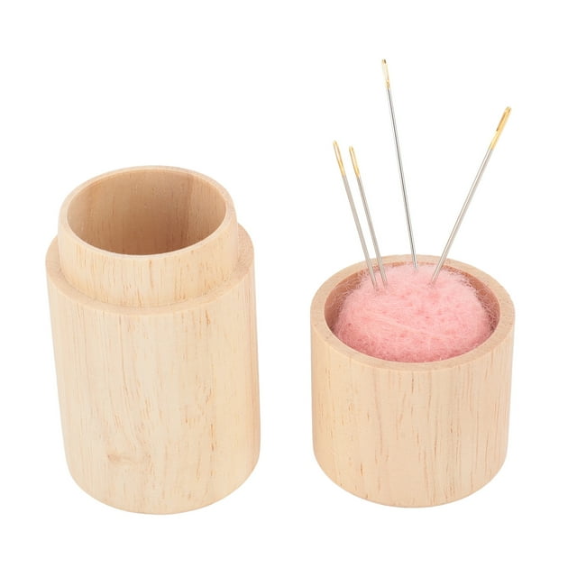 Wooden Sewing Needle Holder, Large Capacity Portable Pin Cushion with Embroidery , Easy to Carry for Sewing Projects