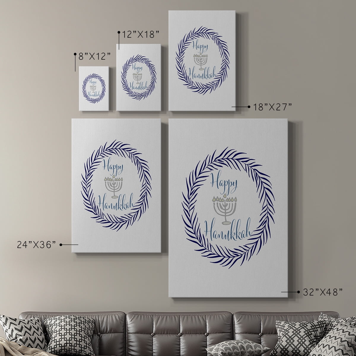 Hanukkah Wreath Premium Gallery Wrapped Canvas - Ready to Hang