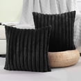 thumbnail image 1 of SURJDE Black Striped Decorative Throw Pillow Covers 24x24 Inch Set of 2,Square Fall Decorations Couch Euro Pillow Case,Soft Cozy Faux Rabbit & Velvet Back,Modern Home Decor for Bed, 1 of 5