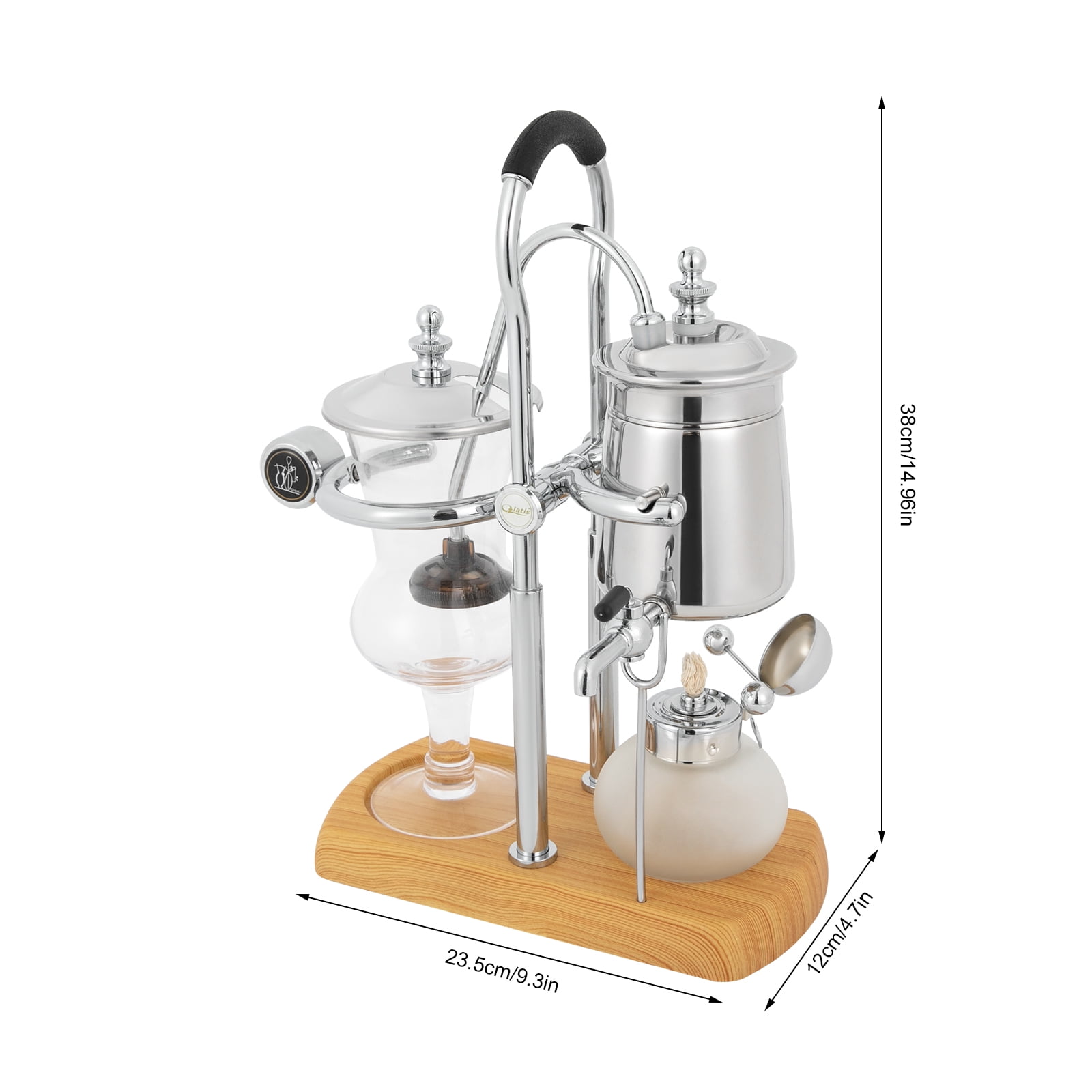 Wildnix Siphon Coffee Maker with Alcohol Lamp, Antique Style, Stable Base, Plastic Filter for Rich Flavor, 37Qt Large Capacity, Ideal for Home or Office Brewing