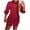 Wine, variant on Women Solid Long Sleeve Collared Button Drawstring Side Loose Soft Airy Gentle Summer Casual Dresses