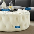 thumbnail image 5 of Modway Amour Tufted Button Large Round Performance Velvet Ottoman, White, 5 of 6