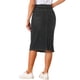 thumbnail image 3 of Faldas de mezclilla para mujer Inspire Chic, de cintura alta, con cremallera y abertura trasera, faldas midi de mezclilla con bolsillos, color negro, talla L, 3 of 6
