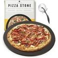 thumbnail image 1 of Heritage 15" Ceramic Pizza Stone Set - Non-Stick, Stain-Free with Bonus Cutter - Black, 1 of 4