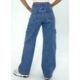 thumbnail image 3 of HOTAPEI Cargo Jeans for Women Mid Waist Jeans Wide Leg Denim Pants Casual Y2K Baggy Jeans with 6 Pockets, 3 of 4