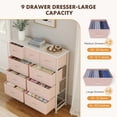 thumbnail image 6 of edx 9 Drawers Fabric Dresser for Bedroom, Drawer Organizer Storage Cabinet for Closet, Clothes, TV Stand, Pink, 6 of 8