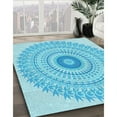 thumbnail image 2 of Ahgly Company Indoor Square Patterned Bright Turquoise Blue Area Rugs, 6' Square, 2 of 6