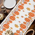 thumbnail image 6 of Fall Table Runner Thanksgiving Orange Pumpkin Table Runners Autumn Maple Leaf Vine Branch Cotton Linen Dresser Scarf Kitchen Dining Table Decor for Fall Holiday Party Decor 13x36 Inch, 6 of 9