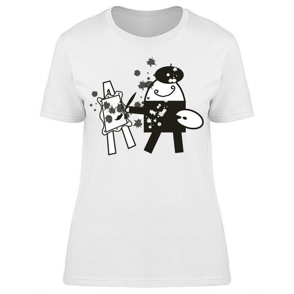 Cool Painter Cartoon T-Shirt Women -Image by Shutterstock, Female Small