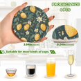 thumbnail image 2 of Yayeee 6 PCS Drink Coasters with Holder Set Woven Absorbent Round Tabletop Hot Pad, Blue Floral Lemons, 2 of 7