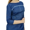thumbnail image 2 of Bimba Women's 3/4 Sleeve Round Neck Blue Denim Dress Casual Shift Dress, 2 of 8