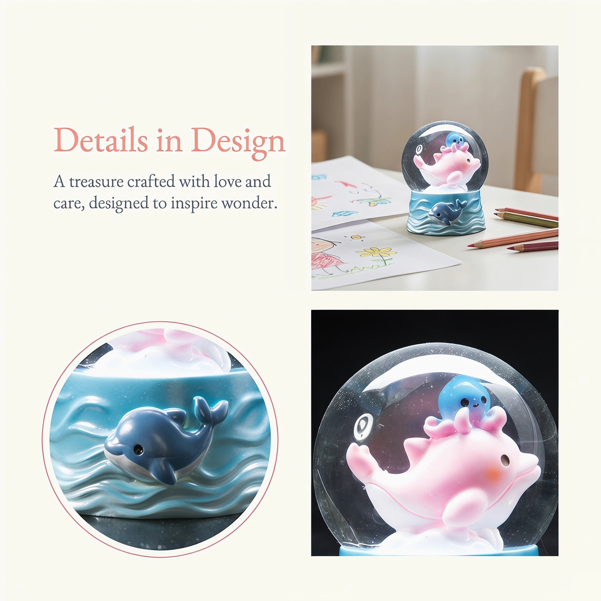 Unique Bargains Cartoon Light Up Crystal Ball Mini Resin Figurine Snow Globe Blue Style C