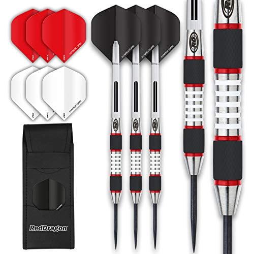 Red Dragon Tempest Tungsten Darts Set with Flights and Stems 