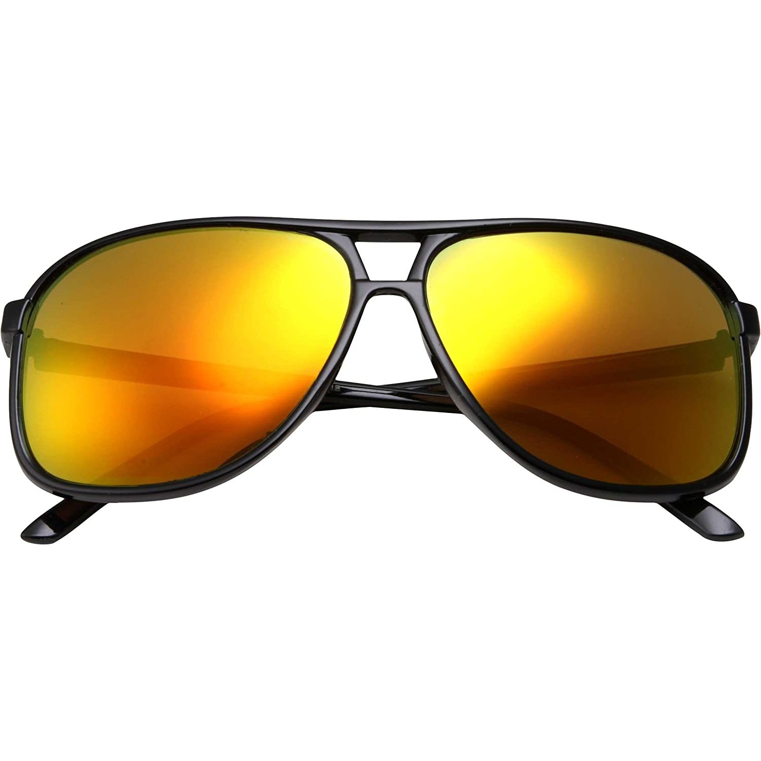 Codllyne Men’s Plastic Aviator Sunglasses Reflective Lens Glossy Frame Yellow Lens