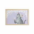 thumbnail image 1 of Cat Wall Art with Frame, Digitally Generated Cherry Blossoms and a Paw Raised Kitten Animal, Printed Fabric Poster for Bathroom Living Room, 35" x 23", Pastel Purple Multicolor, by Ambesonne, 1 of 2