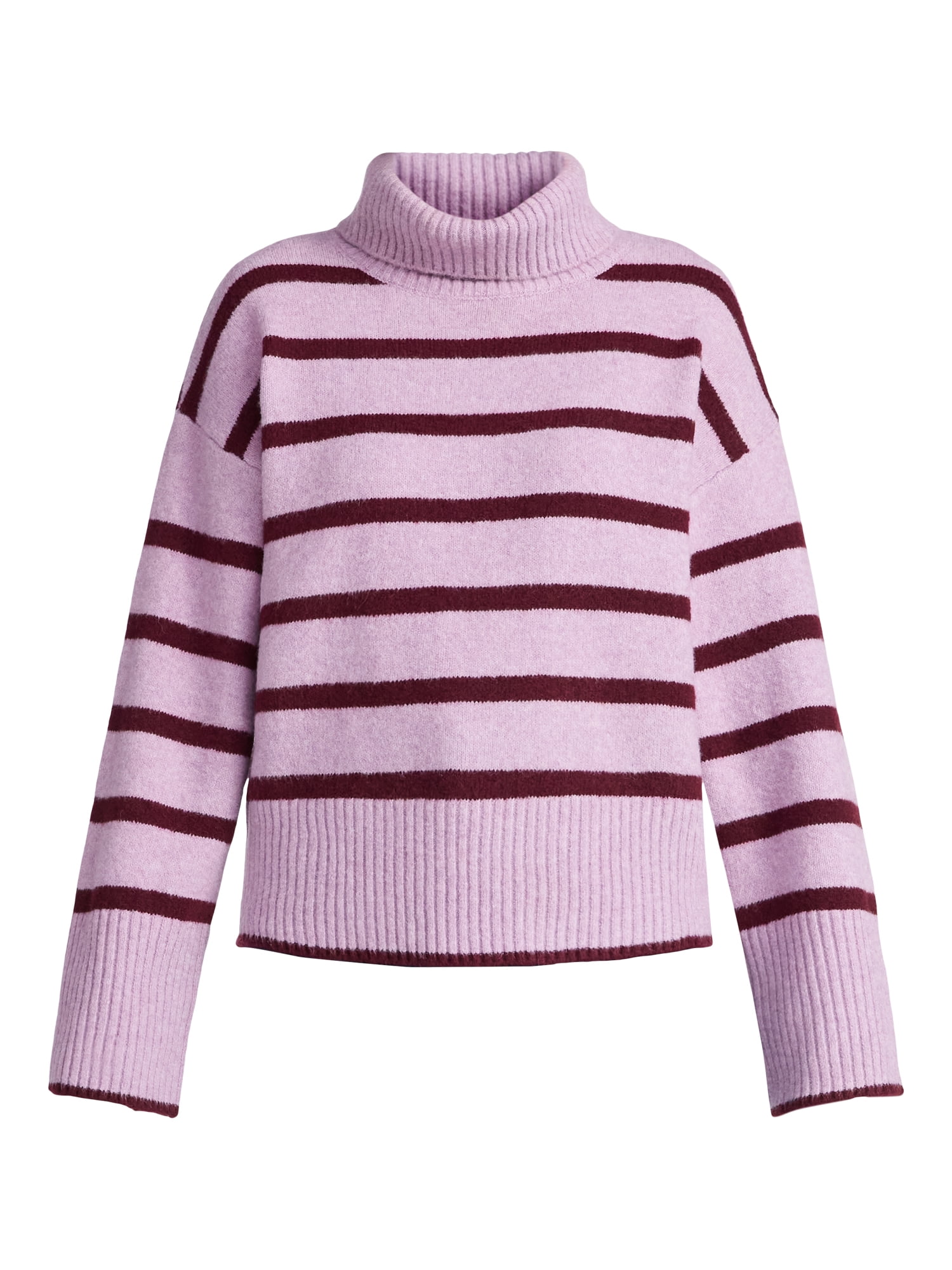 Time and Tru Women's Chunky Turtleneck Pullover Sweater with Long Sleeves, Mid-weight, Sizes XS-XXXL