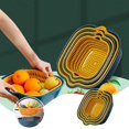 thumbnail image 1 of Hogar y cocina, Organizadores y almacenamiento para el baño, Lavabos de cocina de seis piezas en cesta de doble capa, cesta de lavado de plástico multifuncional para verduras y frutas, cesta de lavado, 1 of 8