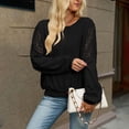 thumbnail image 4 of Bxsruta Womens Long Sleeve Tops Crew Neck Lace Patchwork Loose Casual Pullover Blouses, 4 of 8
