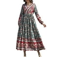 thumbnail image 1 of TRKIYQC Vestidos largos florales vintage para mujer otoño, vestido suelto de manga larga con cuello en V para vacaciones TRKIYQC moda, 1 of 7