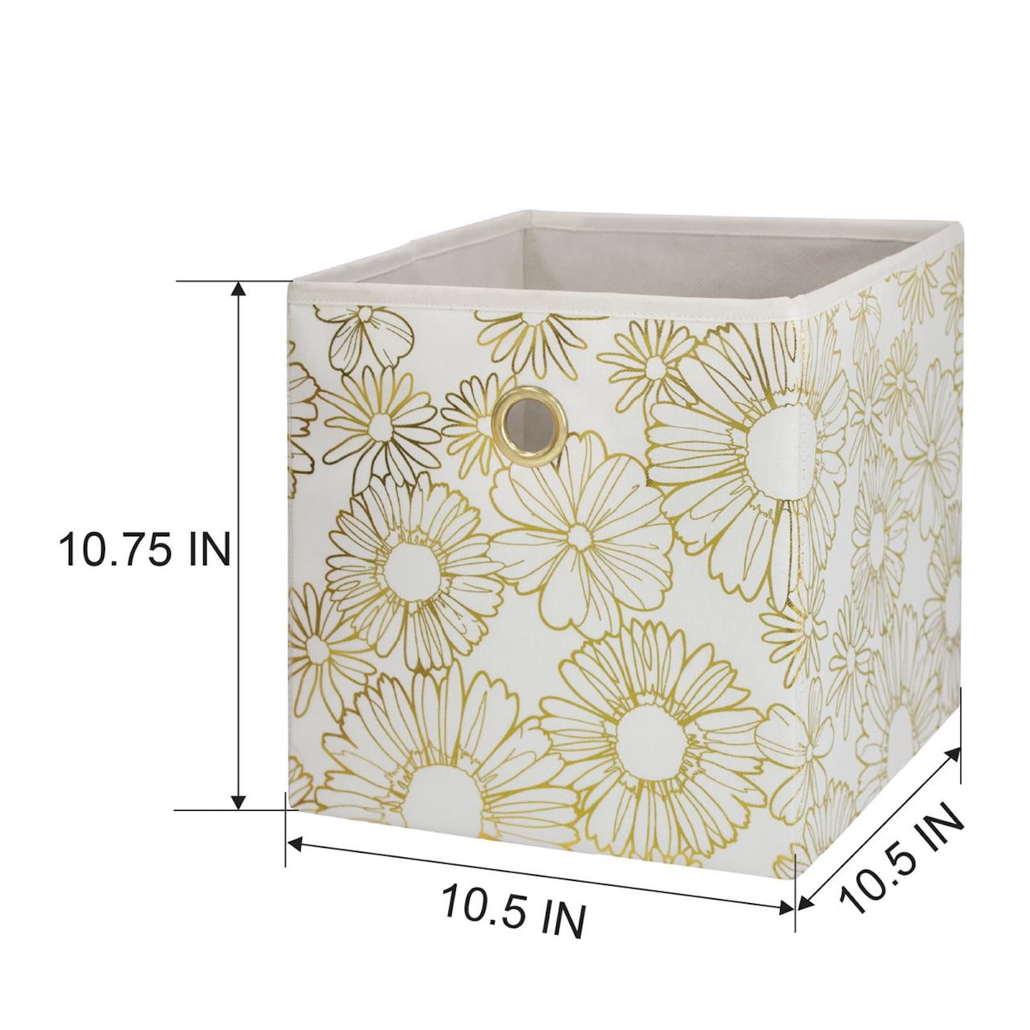 (2 pack) Mainstays Gold Metallic Collapsible Fabric Cube Storage Bin with Metal Grommet Handle