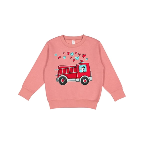 Inktastic Valentine Fire Truck with Cute Dalmatian and Hearts Toddler Sweatshirt
