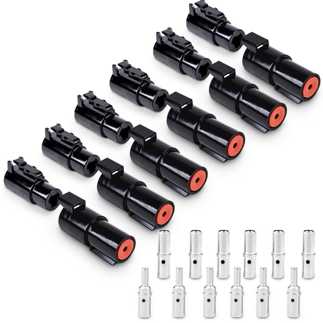 Kit de conectores JRReady Deutsch de 1 pin, 6 pares, IP67, resistente al agua, 60 A