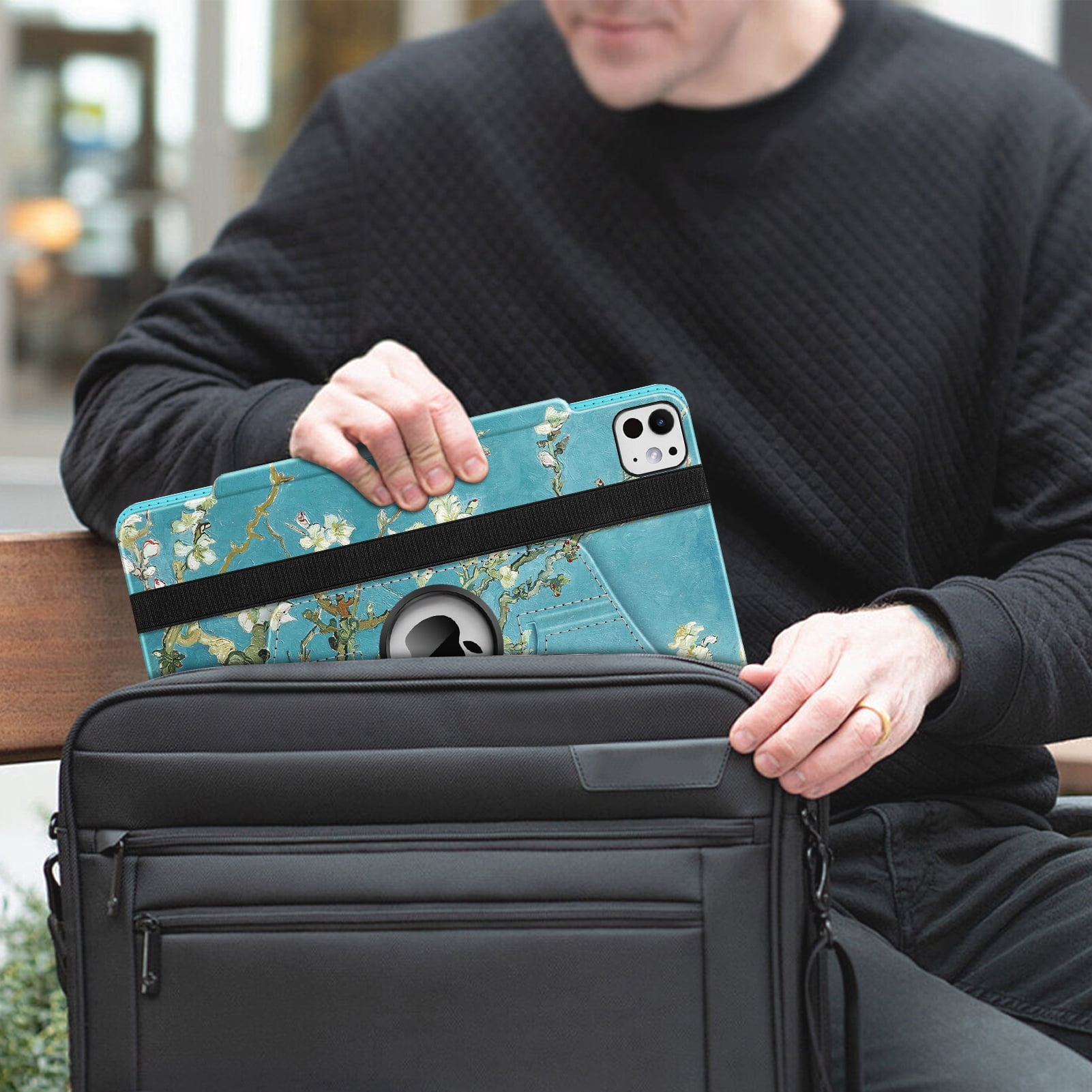 Fintie Rotating Case for iPad Pro 13-inch M4 Chip 2024 Release, 360 Degree Swiveling Protective Stand Cover with Pencil Holder, blossom