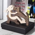 thumbnail image 5 of Tkrady Wooden Dog Cat Family Statue, Handmade Wood Decoration, Cute Puppy, Kitty and People Statue Sculpture Ornament Collectible Figurine Craft Arts for Home, Office, Living Room (E（S）), 5 of 6