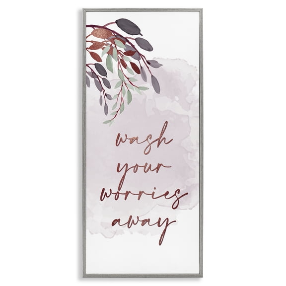 Stupell Industries Glam Pink Wash Worries Away Gray Framed Giclee Art, 13 x 30, by Kim Allen