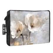 Magnolia Flower Outdoor TV Cover 70 to 75 inch Weatherproof Waterproof, Flowers Oil Painting TV Enclosures with Remote Control Pocket Flat Screen Protector for Outside