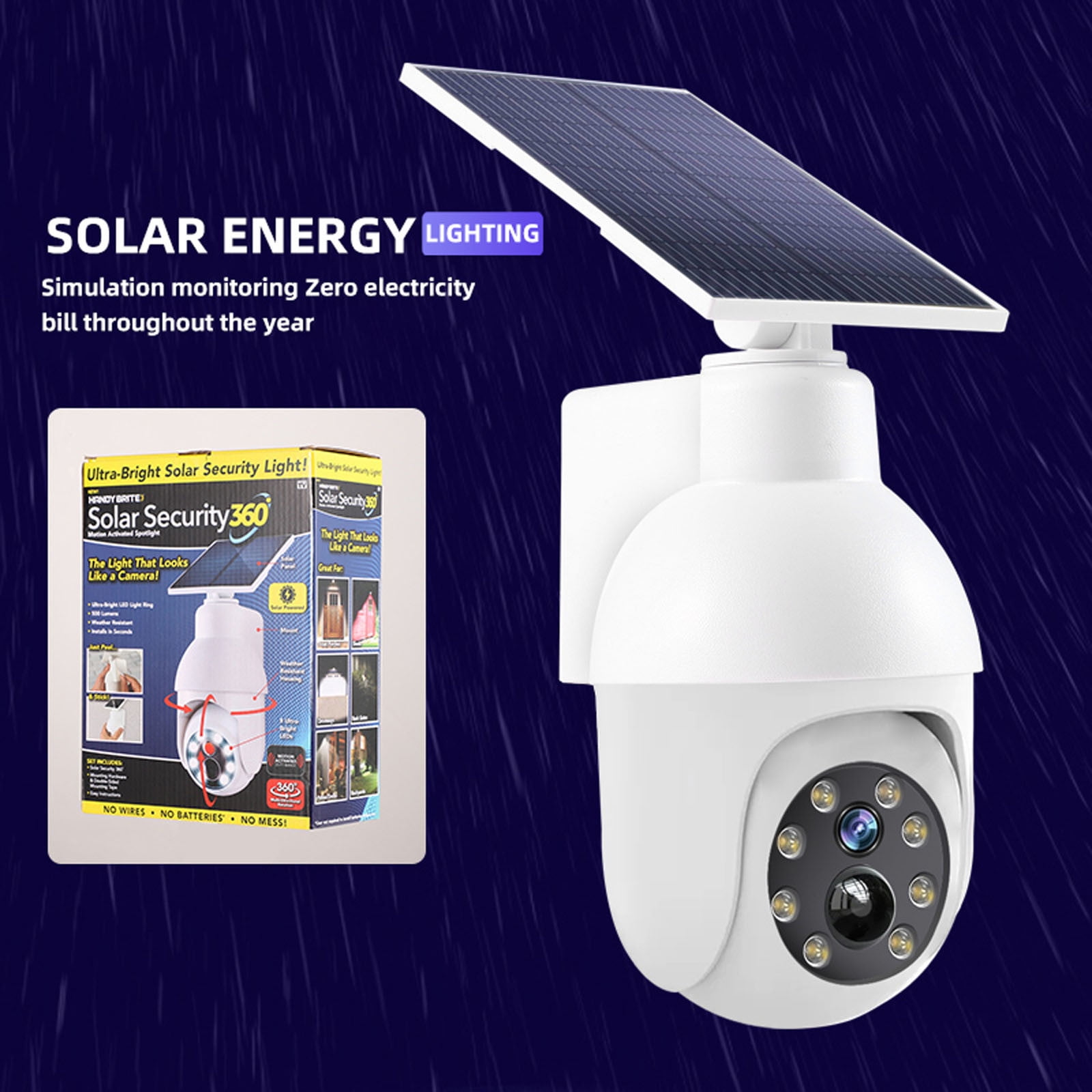 InsCrazy Cameras for Home Security, Solar Energy Outdoor Courtyard Light Intelligent Human Sensing Light Simulation Monitoring Camera Street Light