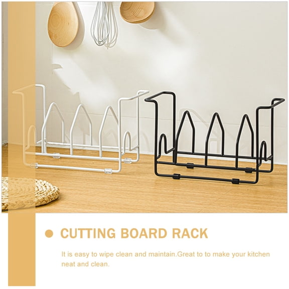 OUNONA Black Kitchenware Rack with Pot Lid Organizer, Dish Holder, and Utensil Storage for Countertop and Cabinet