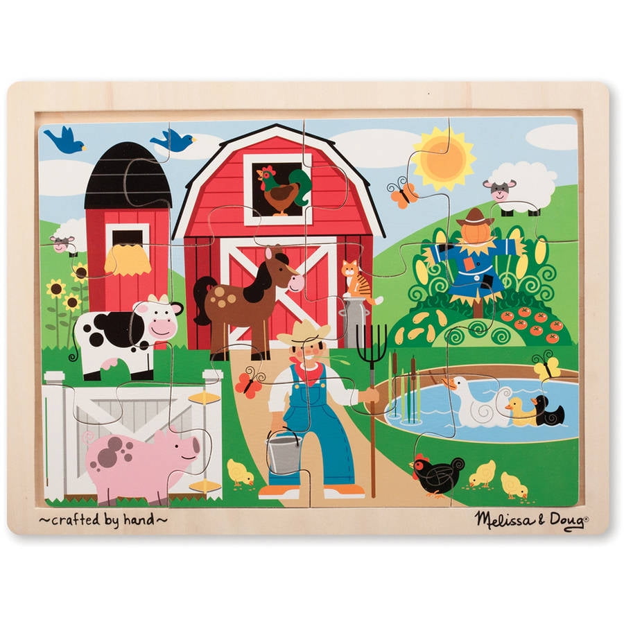 Melissa & Doug Farm Wooden Jigsaw Puzzle With Storage Tray (12 pcs