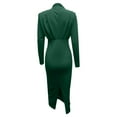 thumbnail image 5 of IROINNID Maxi Dress for Women Solid Color Long Sleeve Waist In Fallow Commuting Long Dress,Green, 5 of 6
