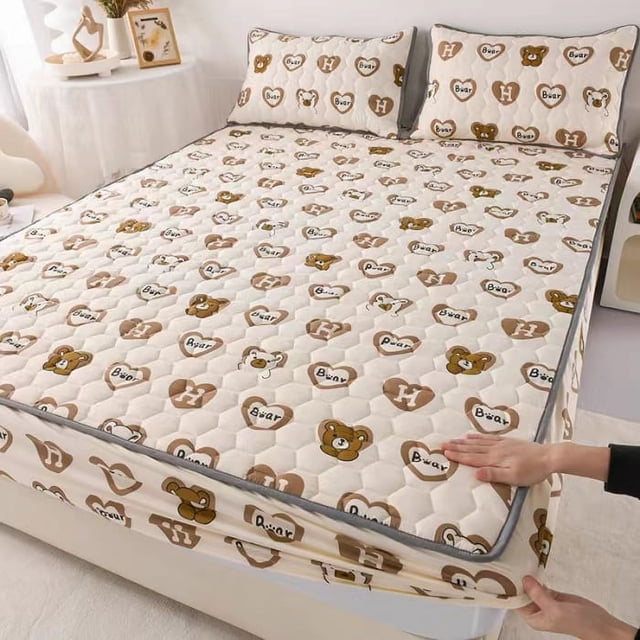 Nouvelle Arrivée Housse de Matelas Matelassée Anti-Acariens Douce Ponçage Simple Grand Tout Compris Housse de Lit Matelassée Non Incluse Taie d'Oreiller
