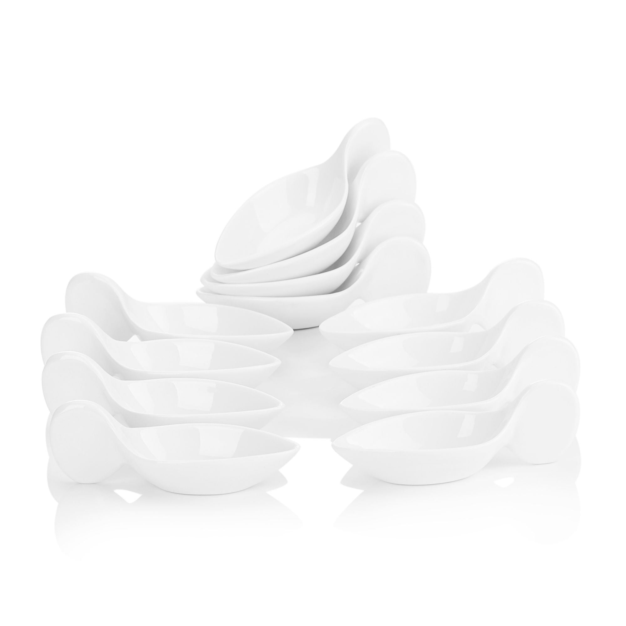 MALACASA, Series Ramekin, 12 pieces Mini Ramekins Ivory White Porcelain