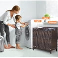 thumbnail image 2 of Cesto para la ropa sucia con 3 bolsas con forro extraíbles; Cesto para la ropa sucia de ratán tejido a mano de 132 L con tapa y patas elevadas; Cesto para ropa con asas laterales; Clasificador de ropa, 2 of 5