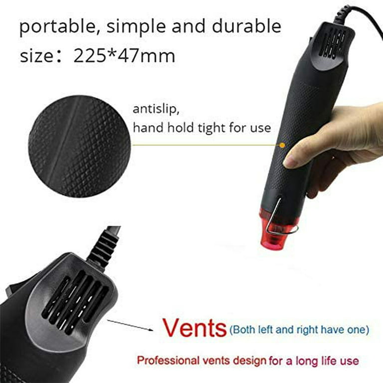 Glbum Mini Heat Gun for Epoxy Resin 300W Portable Handheld Black Heat Gun for Crafts Embossing Shrink Wrapping Drying Paint Clay Rubber Stamp Heat Too