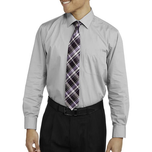 Big Men's Packaged Long Sleeve Dress Shirt and 2 Ties Set - Walmart.com