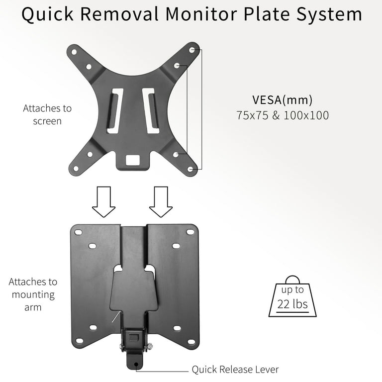 VIVO Black Adapter VESA Bracket Kit and Wall Mount for Monitor, Stand  Attachment 