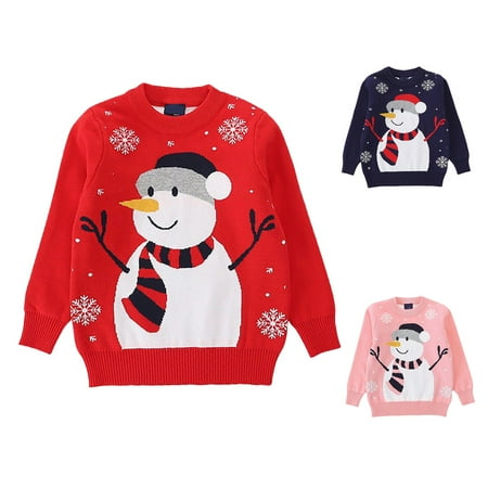 

SYNPOS 2-7T Toddler Kid Girls Boys Christmas Sweaters Xmas Snowman Clothes