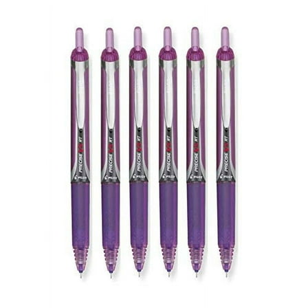 Pilot Precise V5 RT Retractable Rolling Ball Pens, Extra Fine Point, Purple Ink, 6 Pens