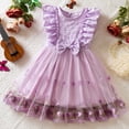 thumbnail image 5 of SonxaHe Infant Girl Elegant Dress Flutter Sleeve Embroidery Evening Gown Kids Stylish Birthday Celebration Dresses Purple,Size 12-18 M, 5 of 8