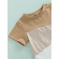 thumbnail image 6 of Bagilaanoe Baby Boys 2PCS Shorts Set Short Sleeve Patchwork Crew Tees + White Straps Short Pants 6M 12M 18M 24M 3T 4T Toddler Boys Summer Casual Outfit, 6 of 8