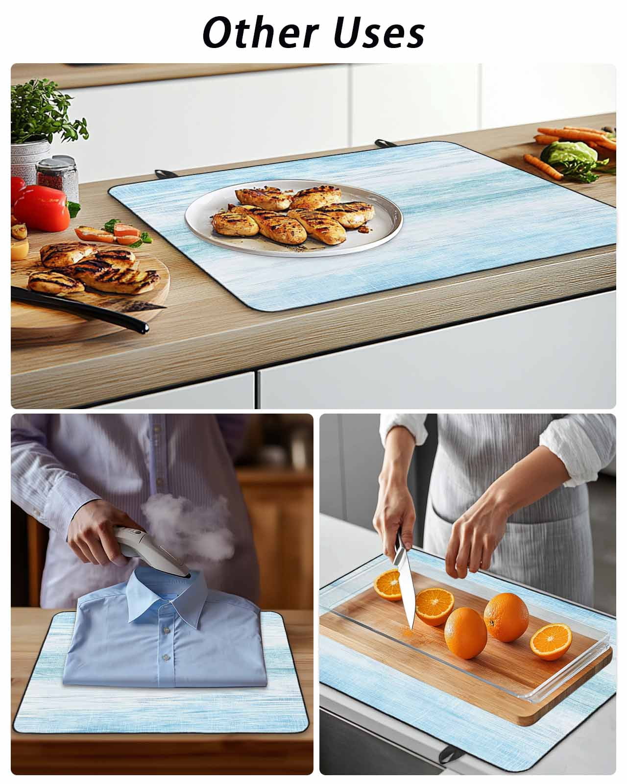 Stove Top Covers for Electric Stove, Gradient Aqua Blue Glass Stovetop Cover Protector, Modern Rustic Minimalist Pastel Solid Induction Cooktop Protector Oven Mat for Kitchen Countertop 24"x21"