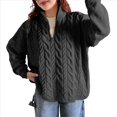thumbnail image 3 of Suéteres de Otoño para Mujer, Jersey de Larga con Cremallera de un Cuarto, Jersey Informal Holgado con Cuello en V y Punto Gris L, 3 of 7