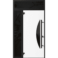 thumbnail image 3 of Front Exterior Prehung Steel Door / Ronex 1077 Teak / Side and Top Exterior Window Sidelite / Entry Metal Modern Painted W36+14" x H80+16" Right hand Inswing, 3 of 6