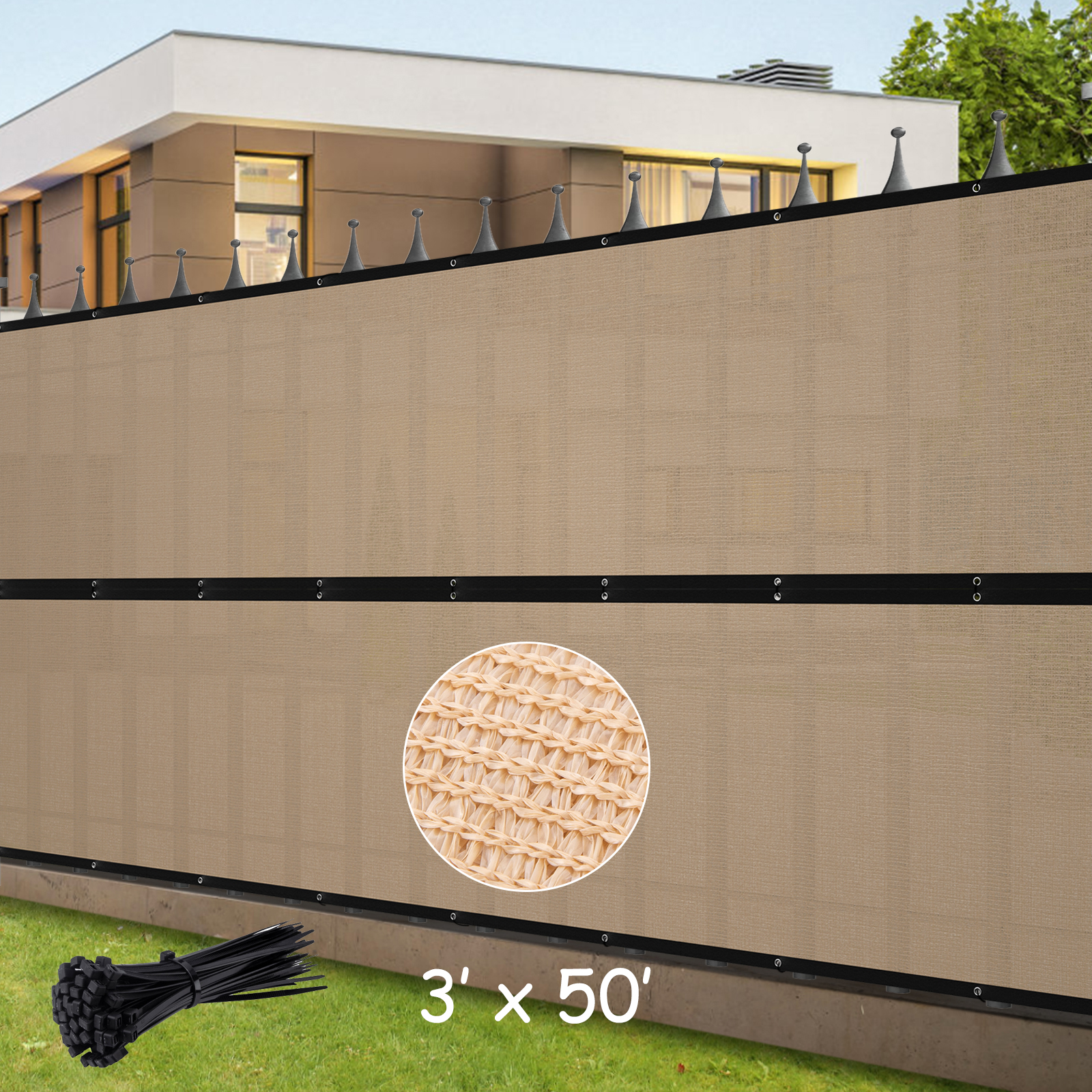 Custom 6FT Privacy Screen Fence – Beige HDPE Windscreen For Patio, Any Length